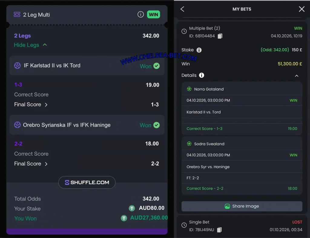 AUSTRALIA CORRECT SCORE BETS SHUFFLE