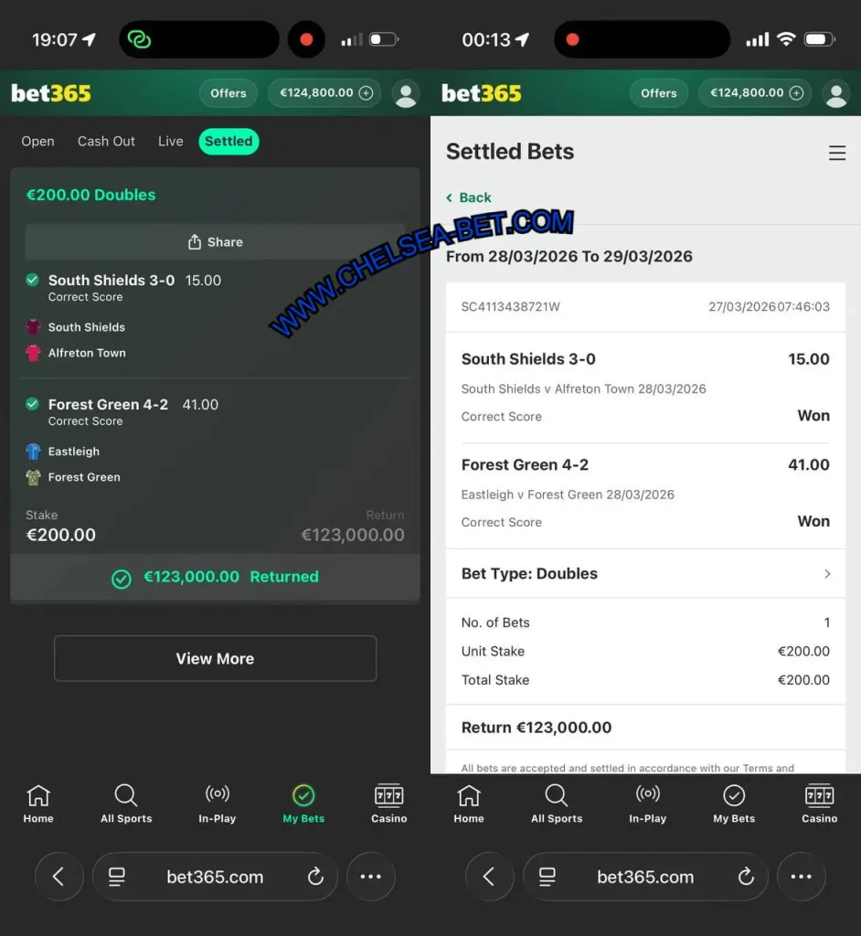 BET365 CORRECT SCORE FIXED MATCH BET