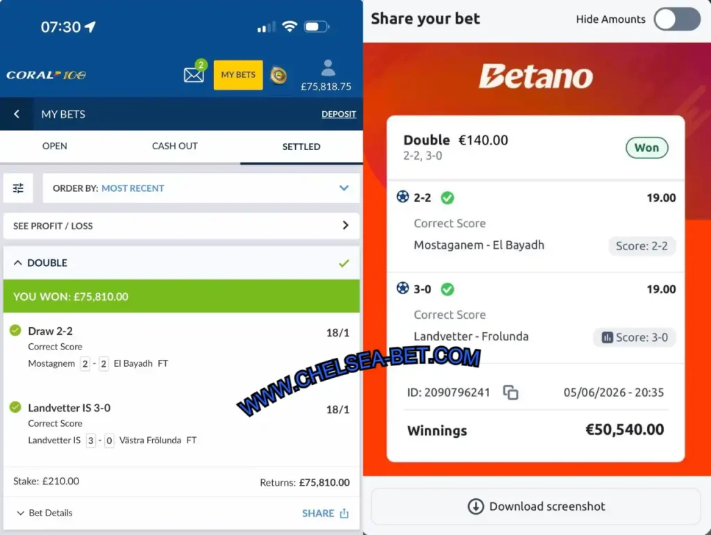 BETANO CORRECT SCORE MATCHES TIPS
