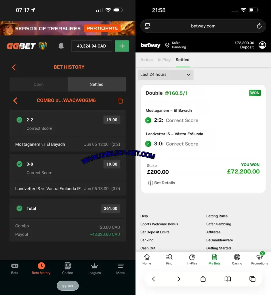 BETWAY CORRECT SCORE MATCHES TIPS