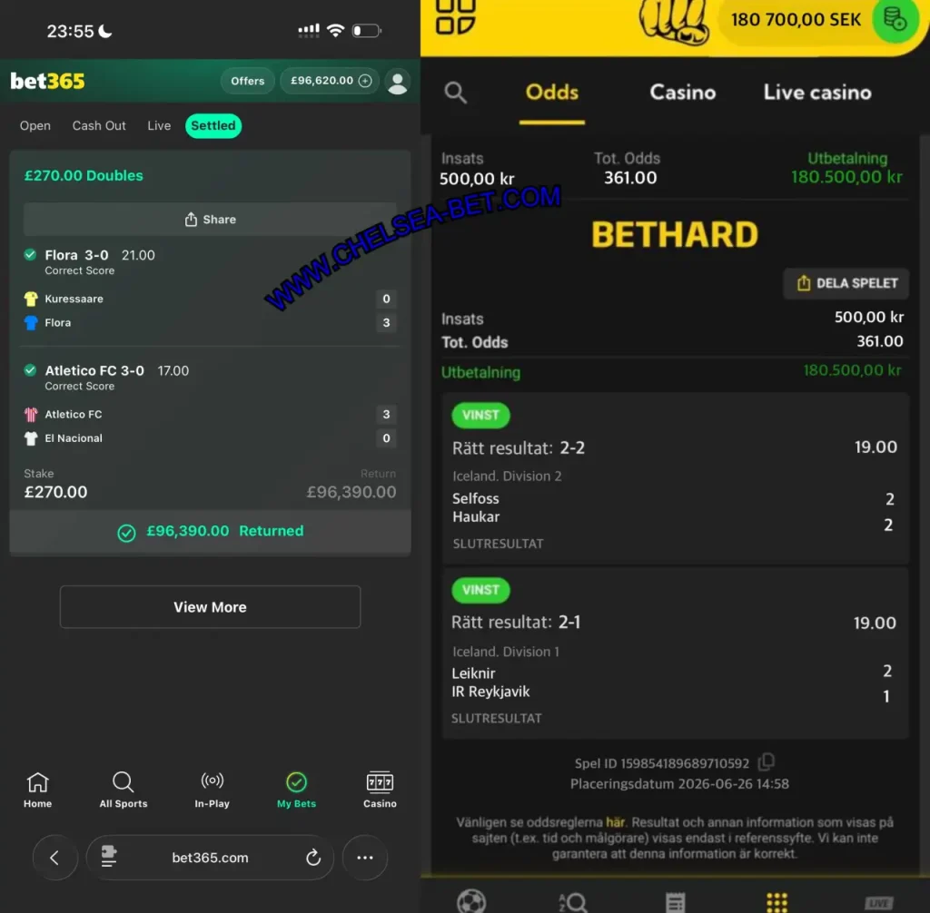 FOOTBALL BET365 CORRECT SCORE MATCHES
