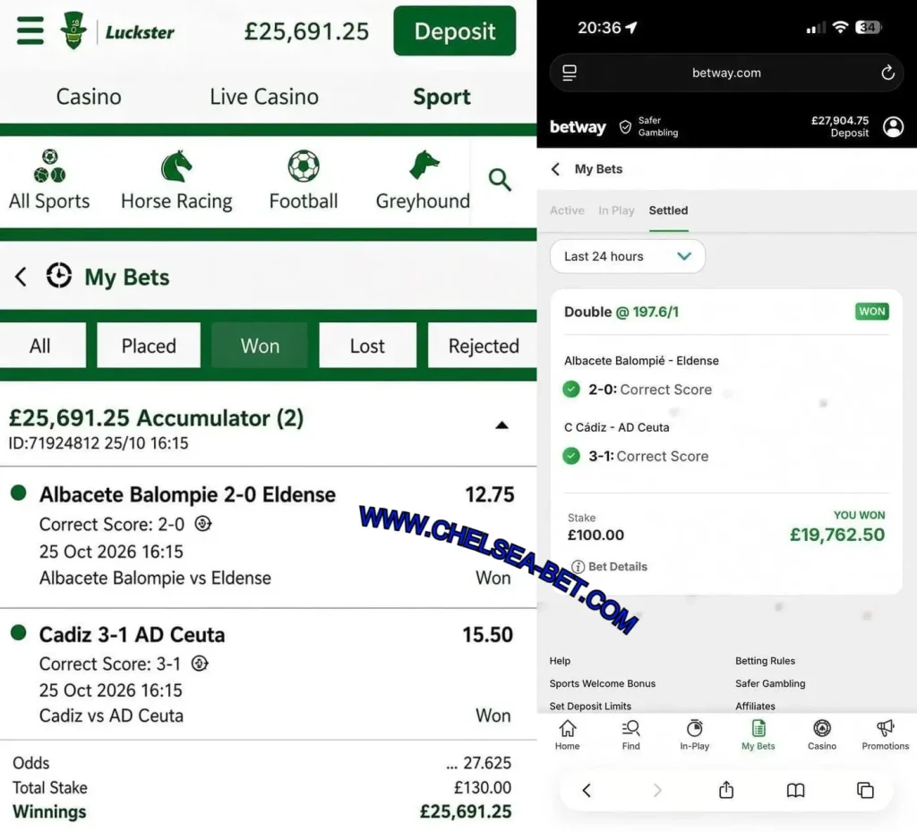 LUCKSTER CORRECT SCORE FIXED MATCHES