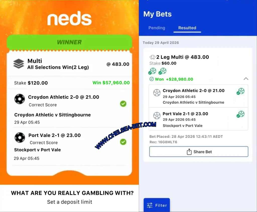NEDS BETTING CORRECT SCORE TIPS