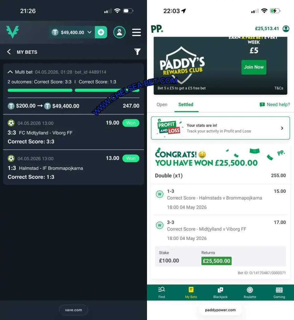 PADDYPOWER SAFE CORRECT SCORE PICKS