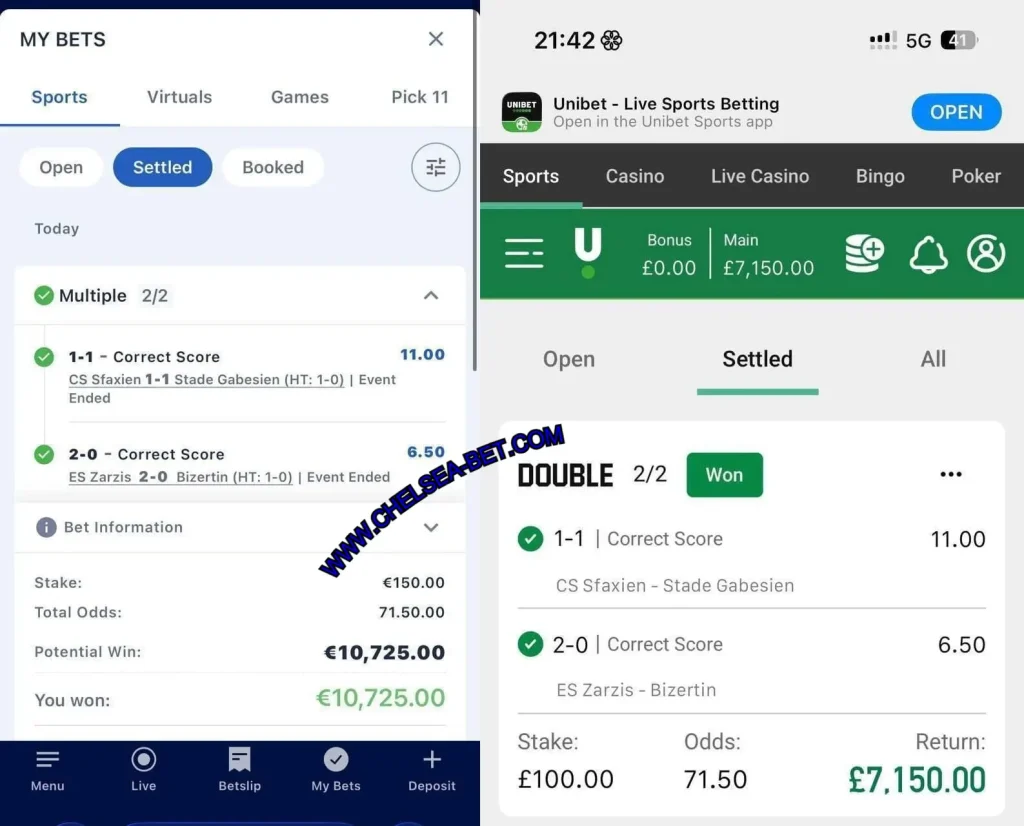 UNIBET CORRECT VERIFIED MATCHES