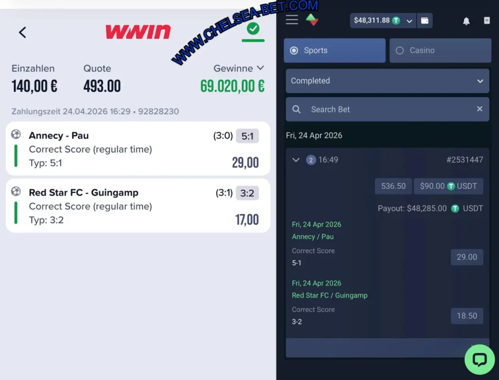 WWIN CORRECT SCORE BETTING MATCH